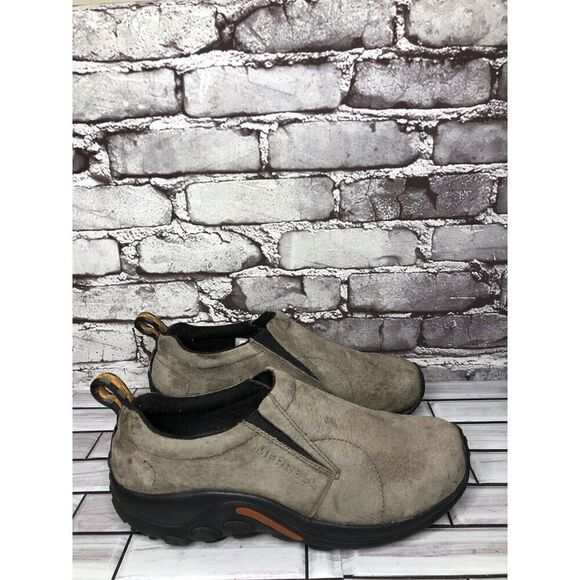 Merrell Jungle Moc Hiking Loafers Beige Leather Slip On Shoes Men Sz 8.5M US - Picture 5 of 14